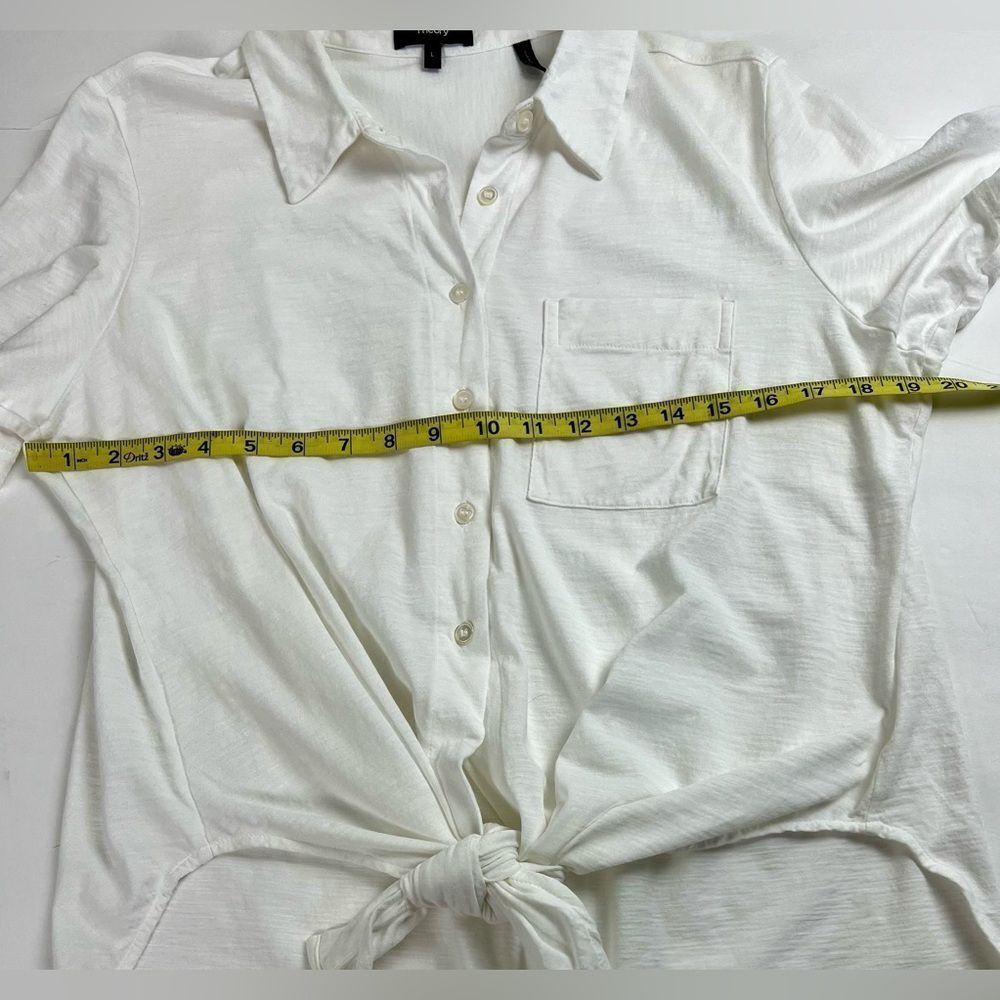 Theory White Button Down Tie Front Shirt - Picture 6 of 7